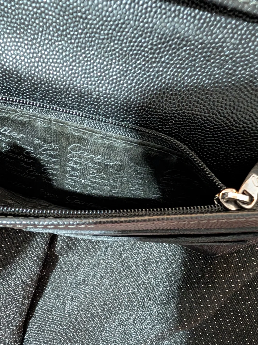 Vintage Cartier Black Men's Leather Pocket Secretary Wallet